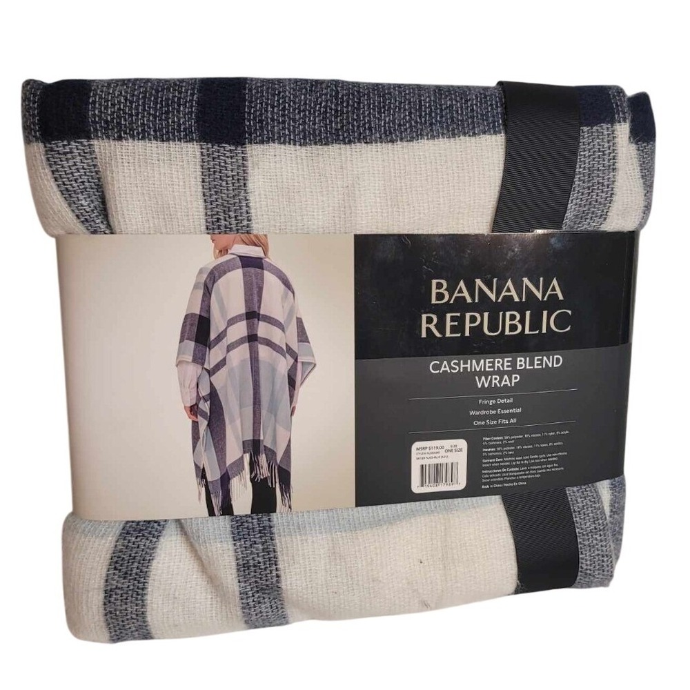 NEW Banana Republic Cashmere Blend Wrap Skyler Plaid Multi Function NWT